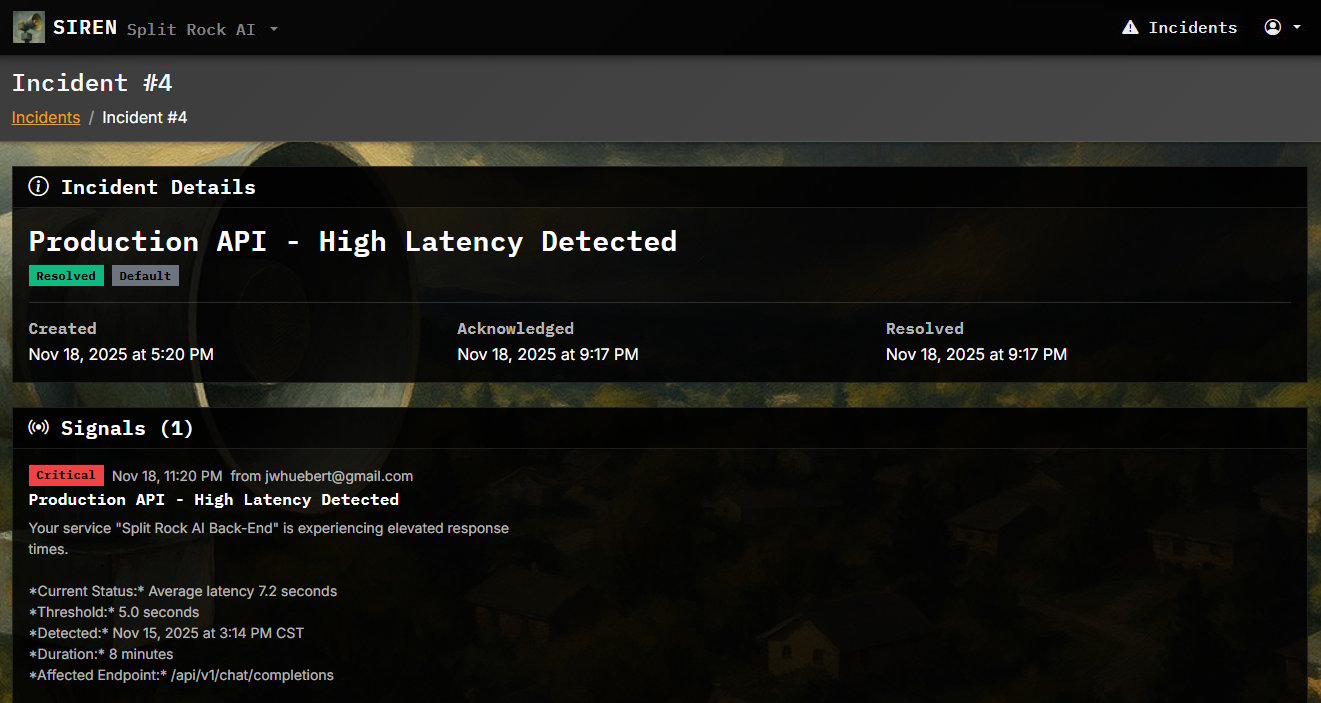 Siren Incident Detail View